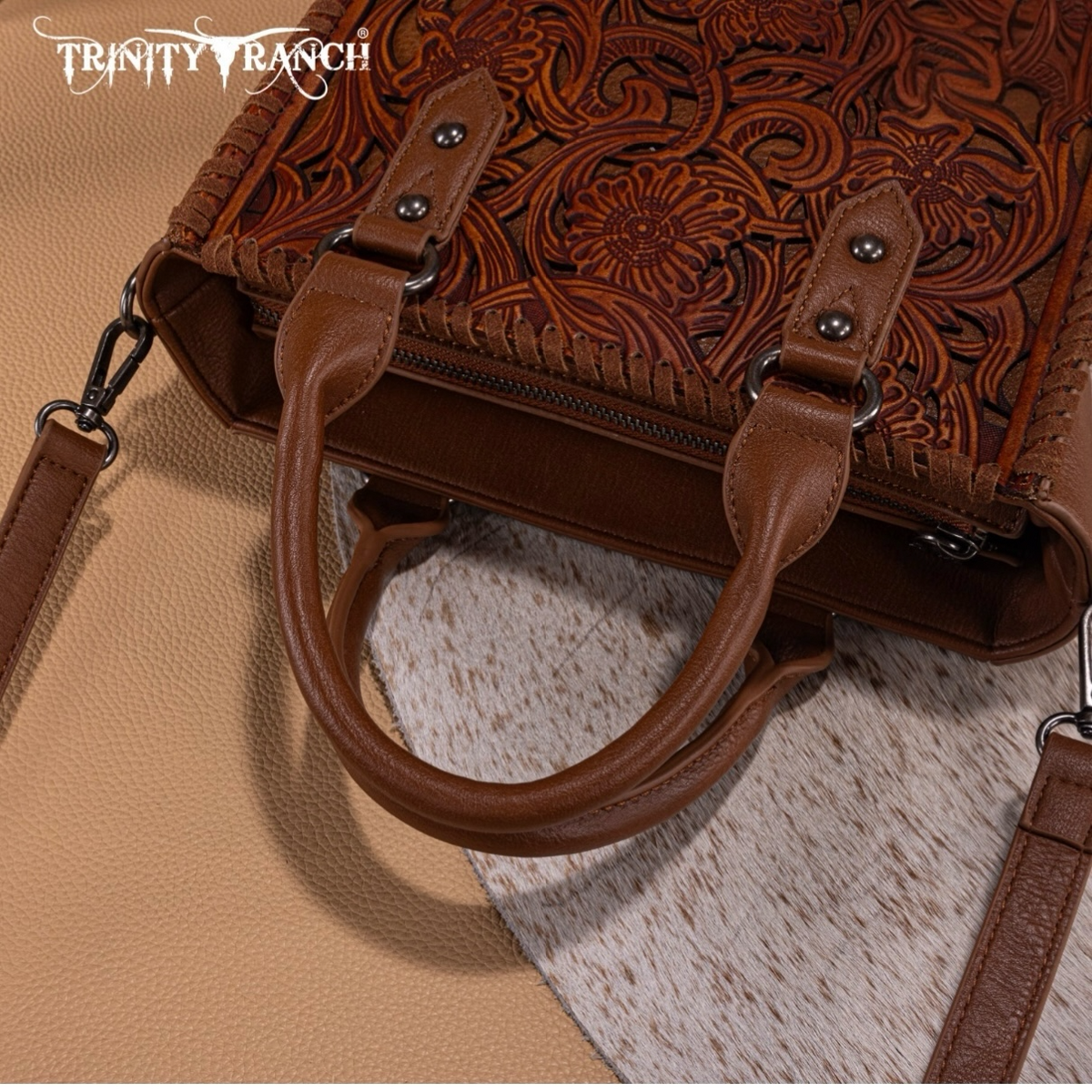 Trinity Ranch Floral Tooled Collection Tote/Crossbody