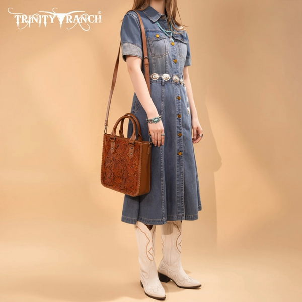 Trinity Ranch Floral Tooled Collection Tote/Crossbody
