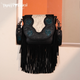 Trinity Ranch Genuine Hair-On Cowhide Tooled Fringe Crossbody Bag