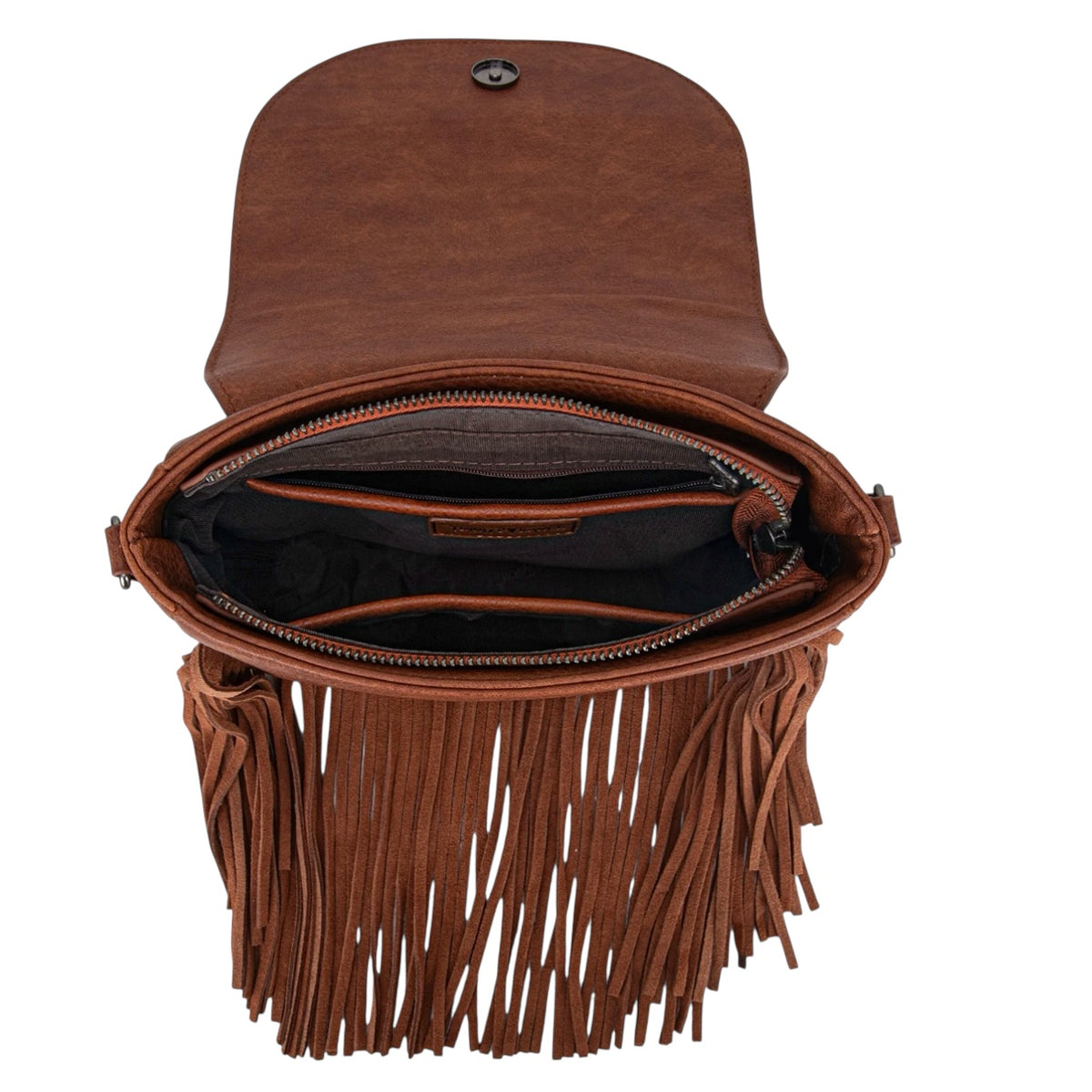 Trinity Ranch Genuine Hair-On Cowhide Tooled Fringe Crossbody Bag