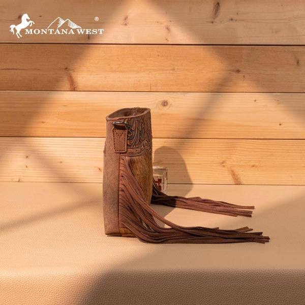 Trinity Ranch Floral Tooled Hair-On Cowhide Crossbody