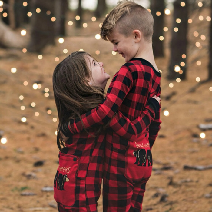 Bear Cheeks Kid’s Plaid Onesie Flapjacks