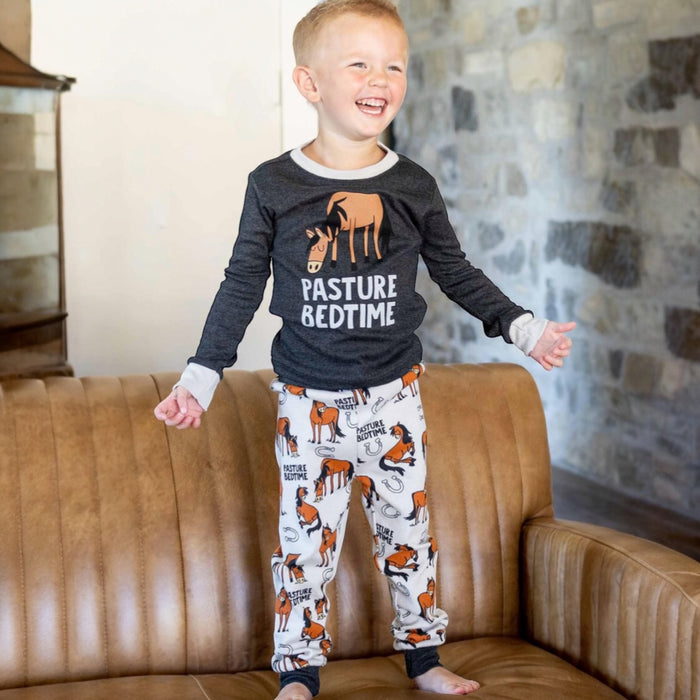 Pasture Bedtime Grey Horse PJ Set