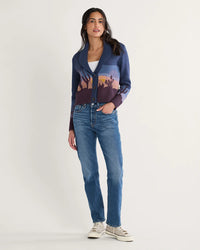 WOMEN'S WESTERN SCENIC COTTON CARDIGAN