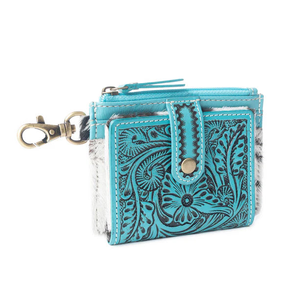 Myra Wildflowers Of The Prairie Credit Card Holder In Teal