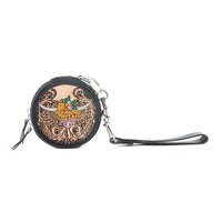 Myra Western Crest Handtooled Leather Coin Purse In Desert Tan