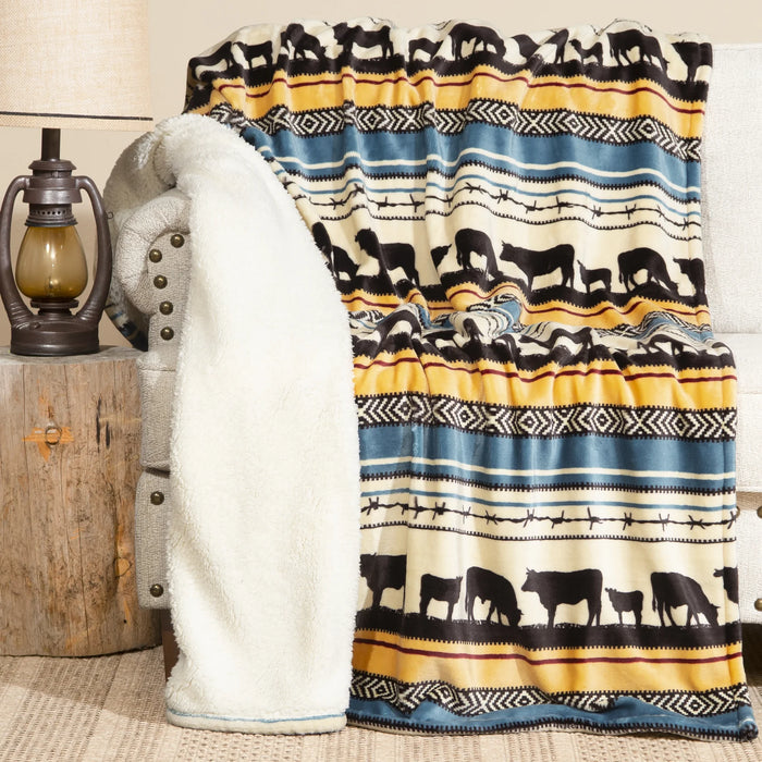 Farm Sherpa Throw Blankets