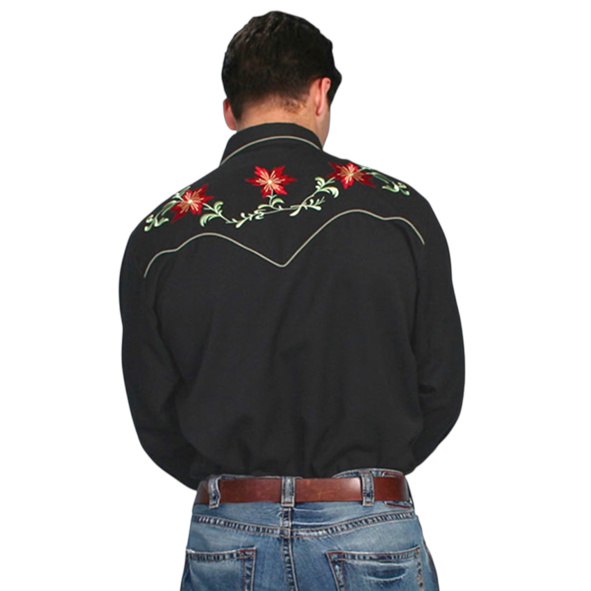 Scully Red Floral Men's Snap Front Long Sleeve Shirt