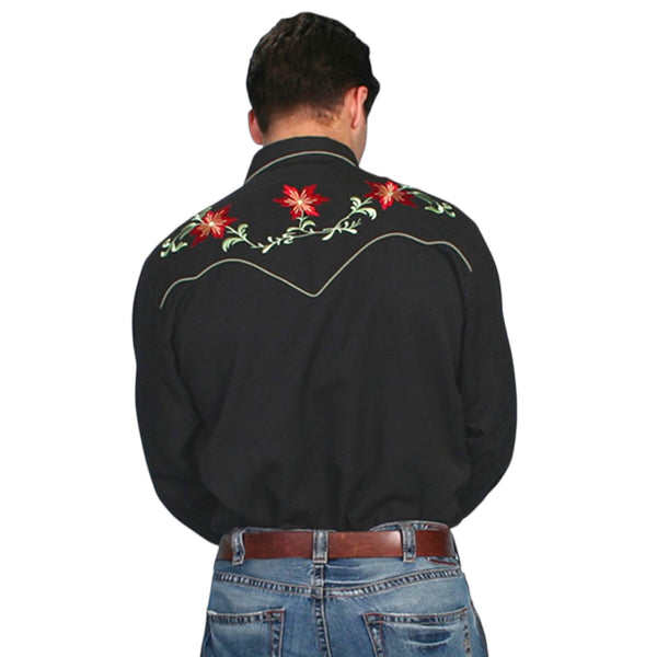 Scully Red Floral Men's Snap Front Long Sleeve Shirt