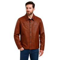 Scully Western Leather Button Up Shirt Jacket