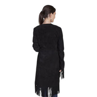 Scully Long Black Suede Boar Coat With Fringe