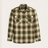 Pendleton Men’s Plaid Burnside Cotton Tan/Olive Plaid Flannel Shirt