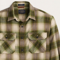Pendleton Men’s Plaid Burnside Cotton Tan/Olive Plaid Flannel Shirt