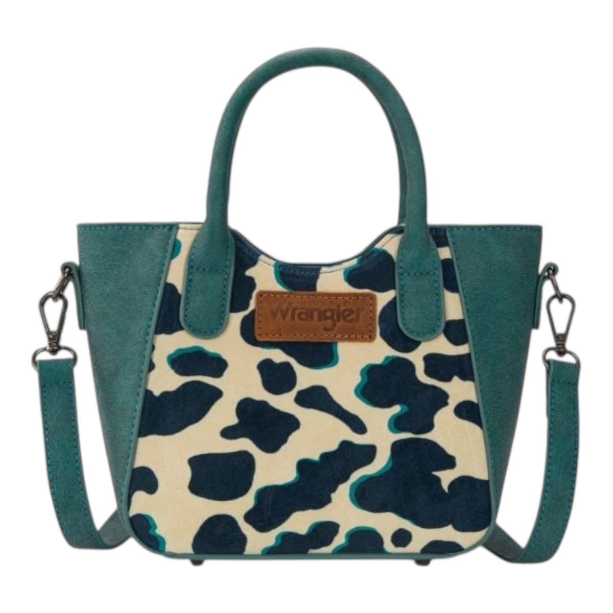 Wrangler Cow Print Mini Tote/Crossbody - Turquoise