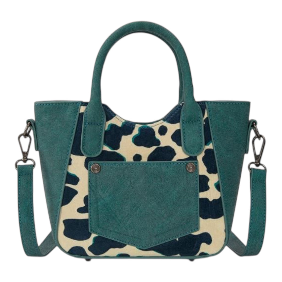 Wrangler Cow Print Mini Tote/Crossbody - Turquoise
