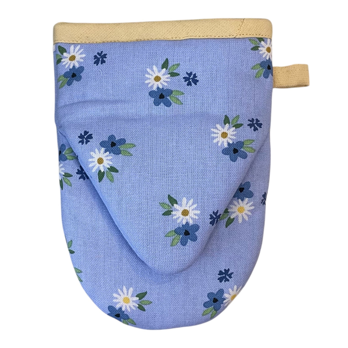 Blue Bee Embroidered Grabber Mitt