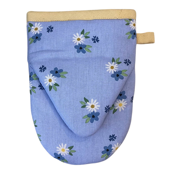 Blue Bee Embroidered Grabber Mitt