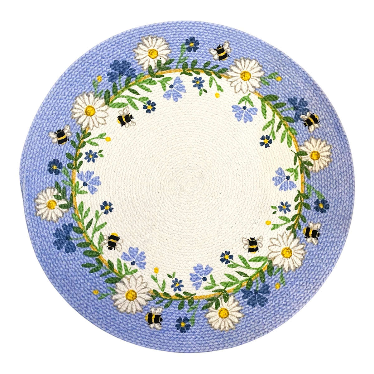 Blue Bee Round 14.5” Braided Placemat