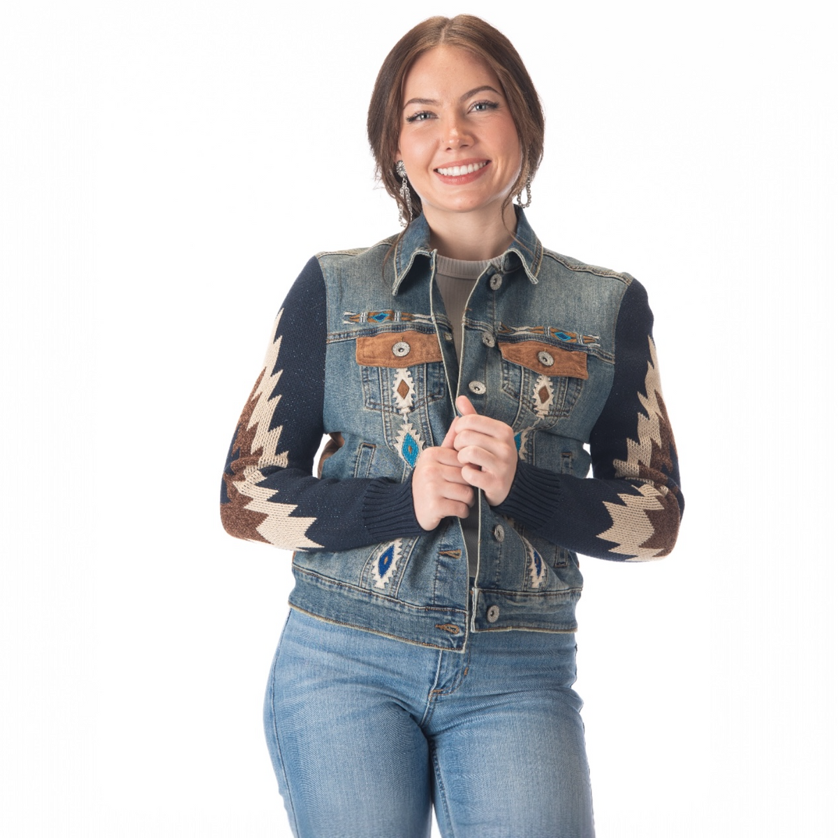 Scully Aztec Embroidered Denim Jacket