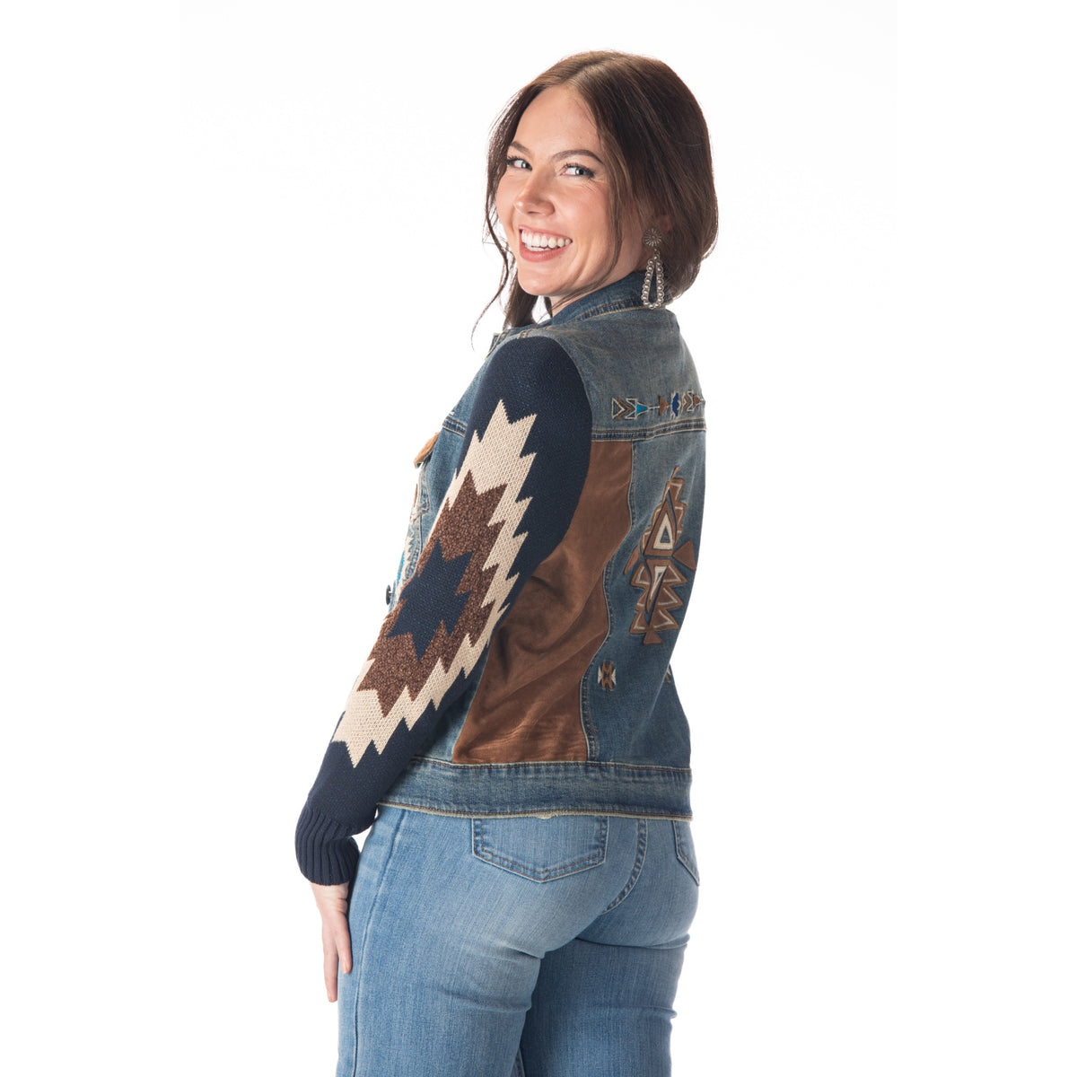 Scully Aztec Embroidered Denim Jacket