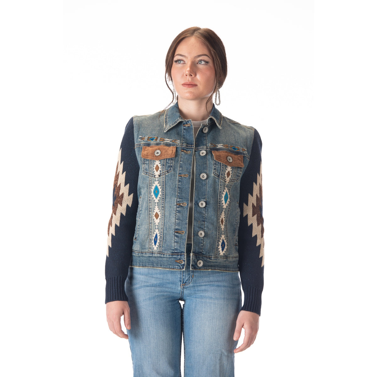 Scully Aztec Embroidered Denim Jacket