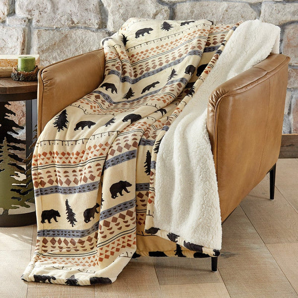 Bear Sherpa Throw Blanket