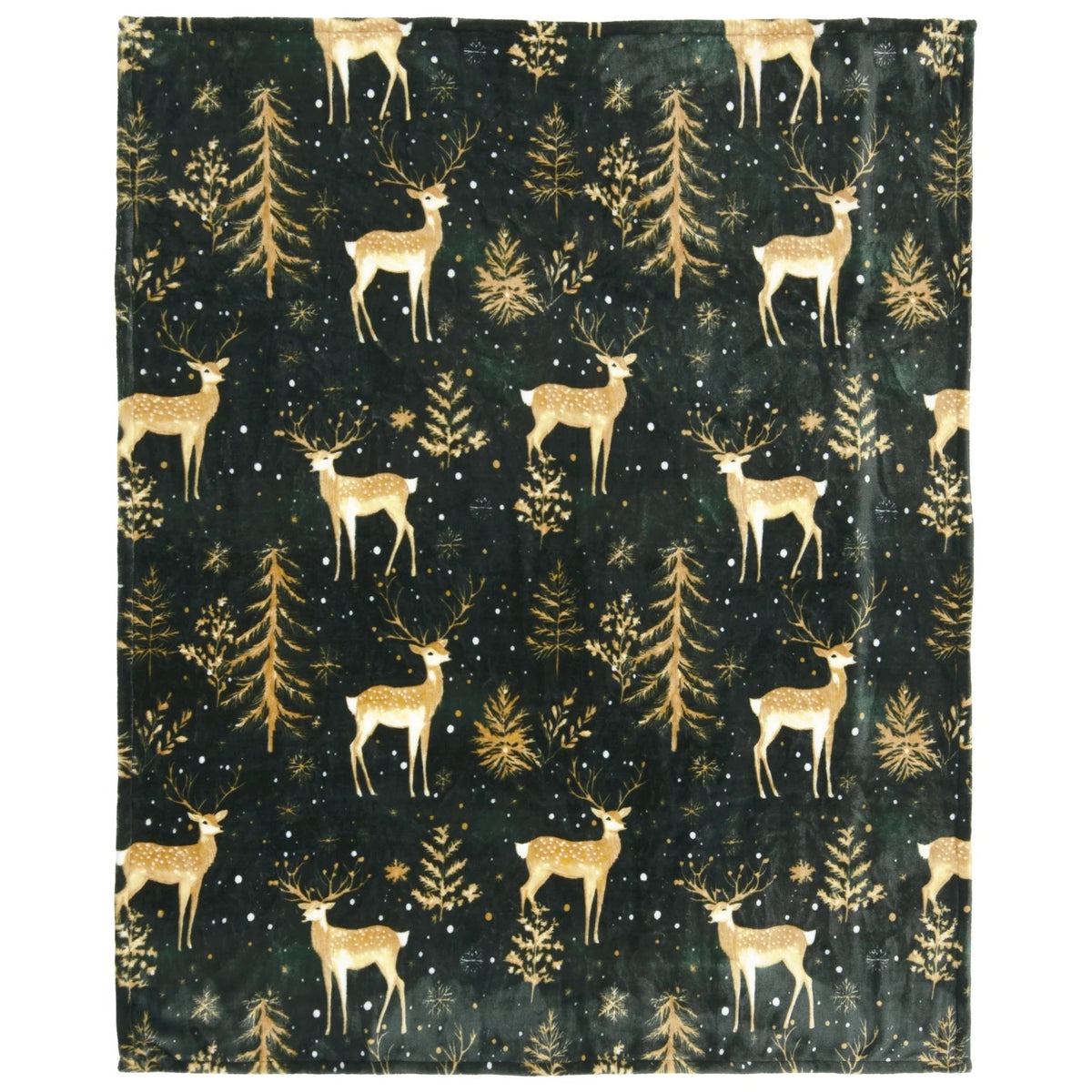 Green And Gold Plush Travel Blanket