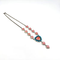 Turquoise and Pink Conch Heart Necklace