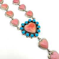 Turquoise and Pink Conch Heart Necklace