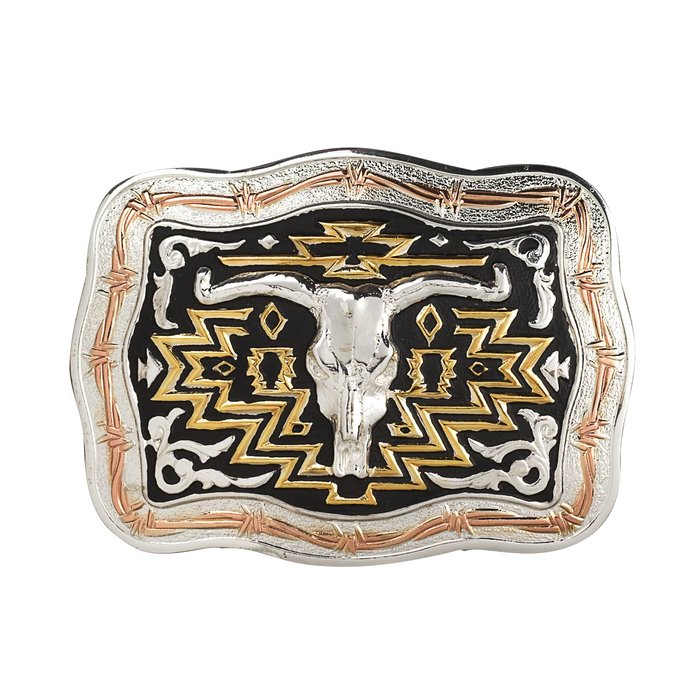 Men’s Rectangle Longhorn Skull Buckle