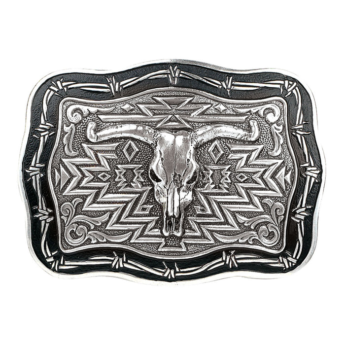 Men’s Barbwire Steer Skull Buckle