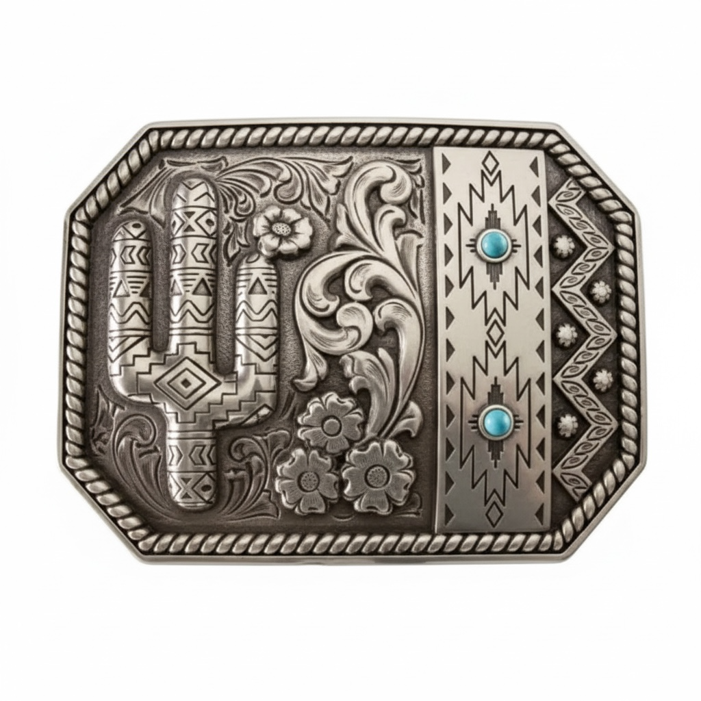 Women's Antique Siver Cactus Buckle