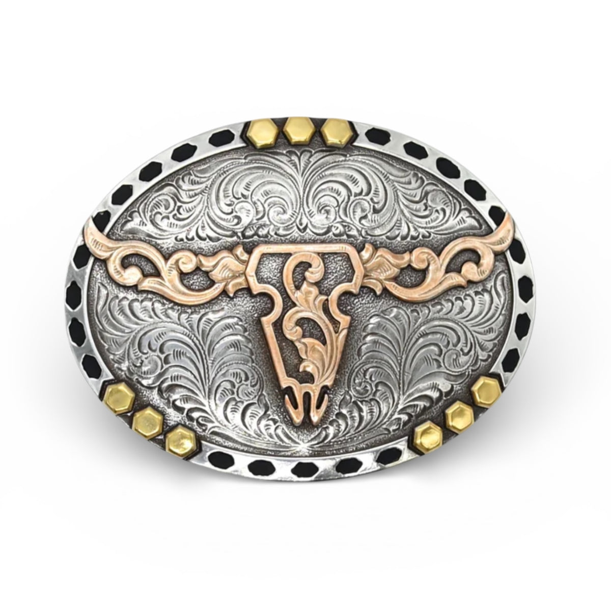 Nocona Men's Floral Longhorn Multi Color Buckle