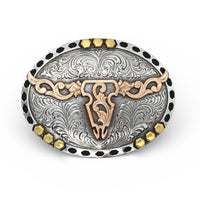 Nocona Men's Floral Longhorn Multi Color Buckle