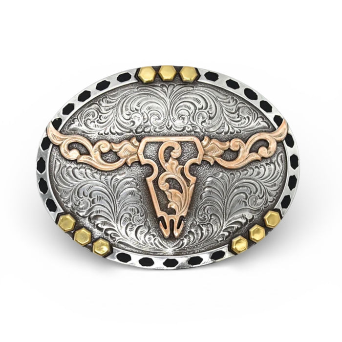 Nocona Men's Floral Longhorn Multi Color Buckle