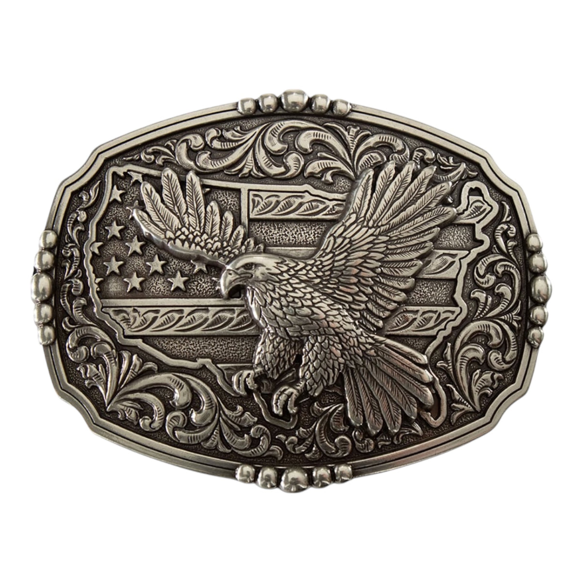 Nocona Men's Eagle on U.S.A. Map Flag Buckle