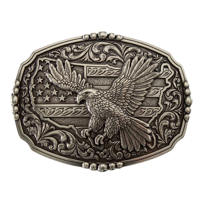 Nocona Men's Eagle on U.S.A. Map Flag Buckle