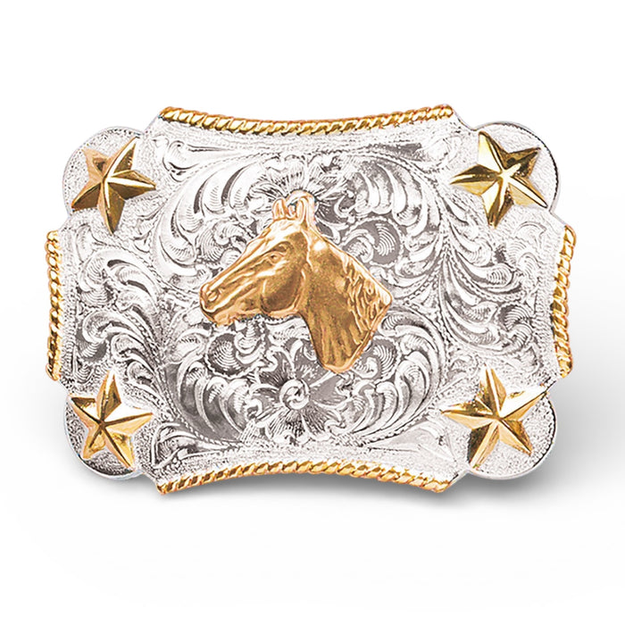 Nocona Kid's Gold Horsehead And Stars Buckle
