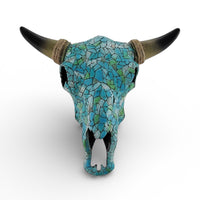 Mosaic Faux Bull Skull Decor