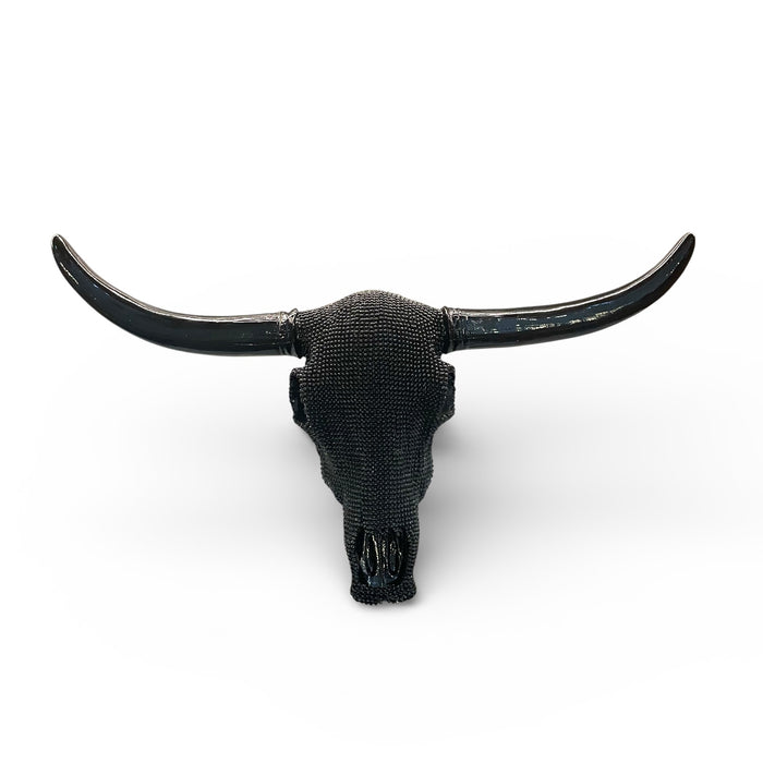 Black Beaded Faux Cow Skull Decor