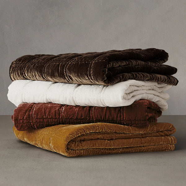 Faux Silk Velvet Stitch Throw