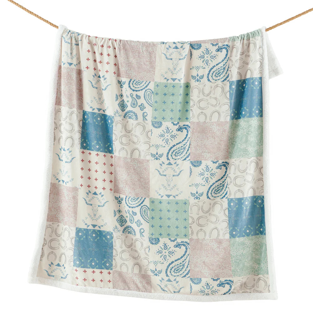 Patchwork Sherpa Throw