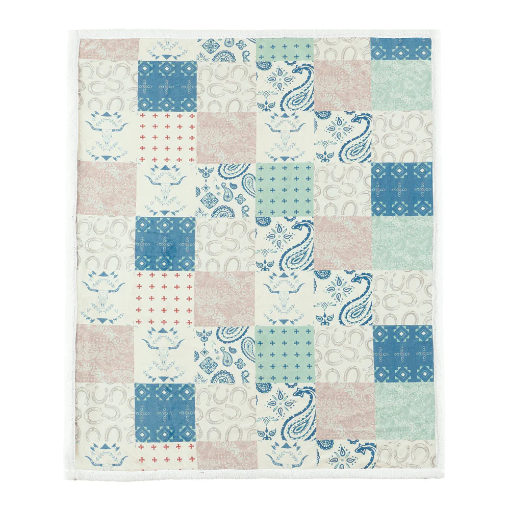 Patchwork Sherpa Throw