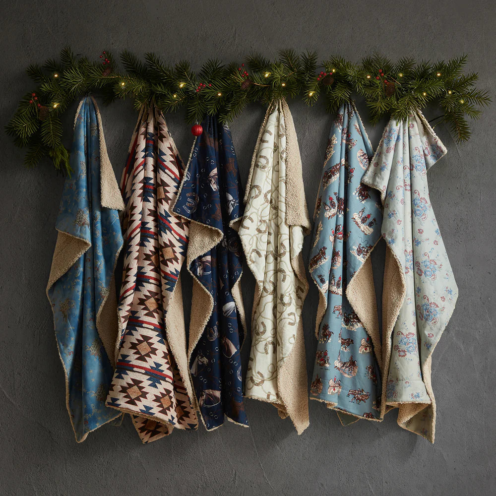 Western Denim Teddy-Backed Throw