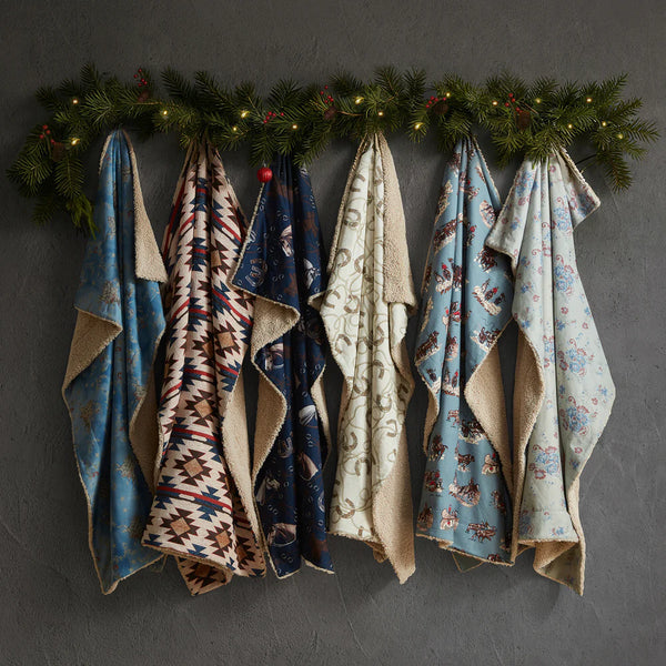 Western Denim Teddy-Backed Throw