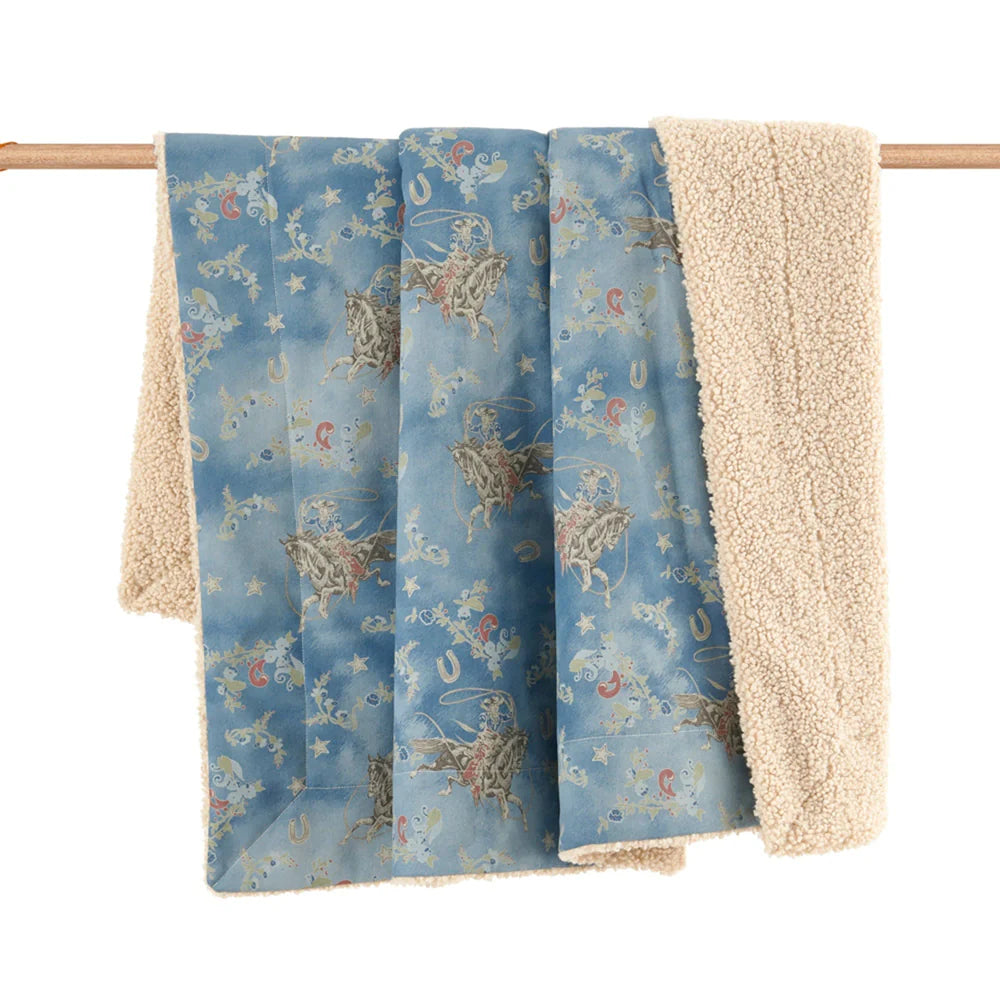 Western Denim Teddy-Backed Throw