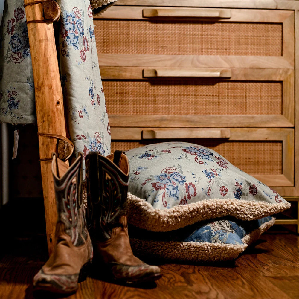 Western Denim Teddy-Backed Throw