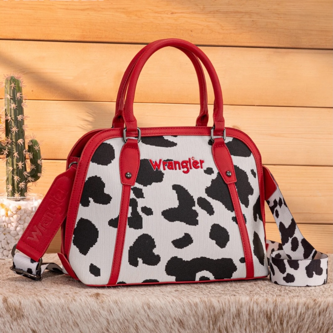 Wrangler Red Cow Print Satchel Crossbody Purse