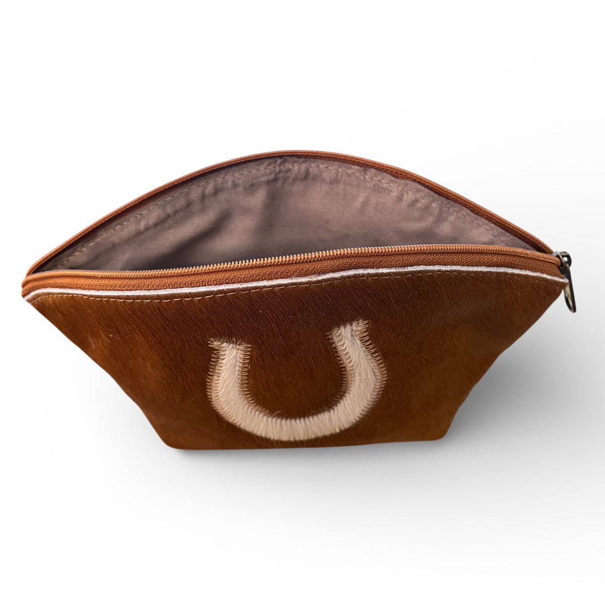 Half Moon Cowhide Toiletry Bag