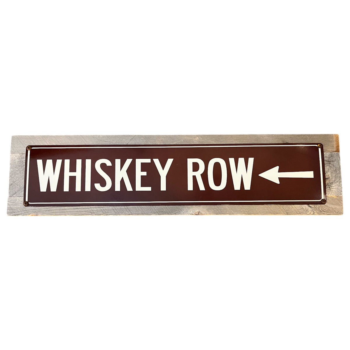 ‘Whiskey Row’ Long Wood Framed Metal Sign